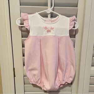 Pink Baby Romper with Embroidered Details